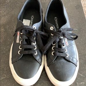 Superga black leather sneakers